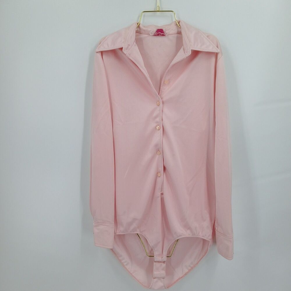 Vintage 60s/70s Mr. Dino Bodysuit 60s/70s Womens XL Pink Mod Disco Barbiecore
